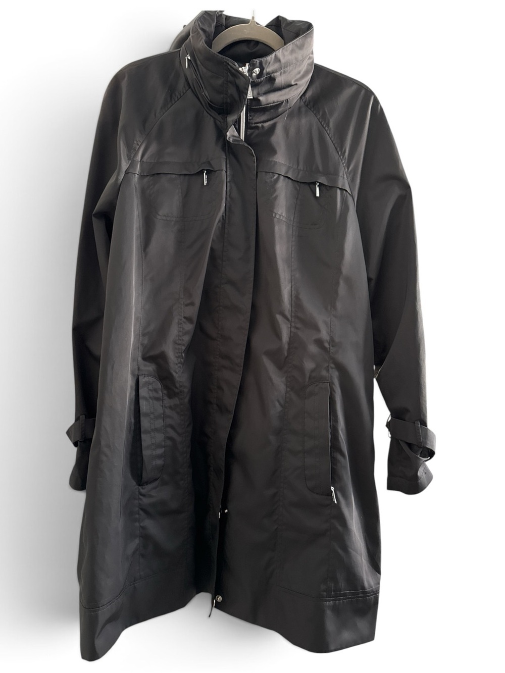 Calvin Klein Black Lightweight Trench Rain Coat Size L